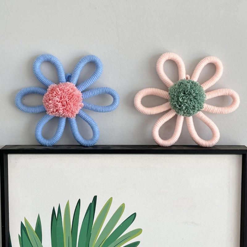 Handmade Woven Flower Wall Decoration, Multiple ColorCotton Rope Floral Decoration Nursery Artwork