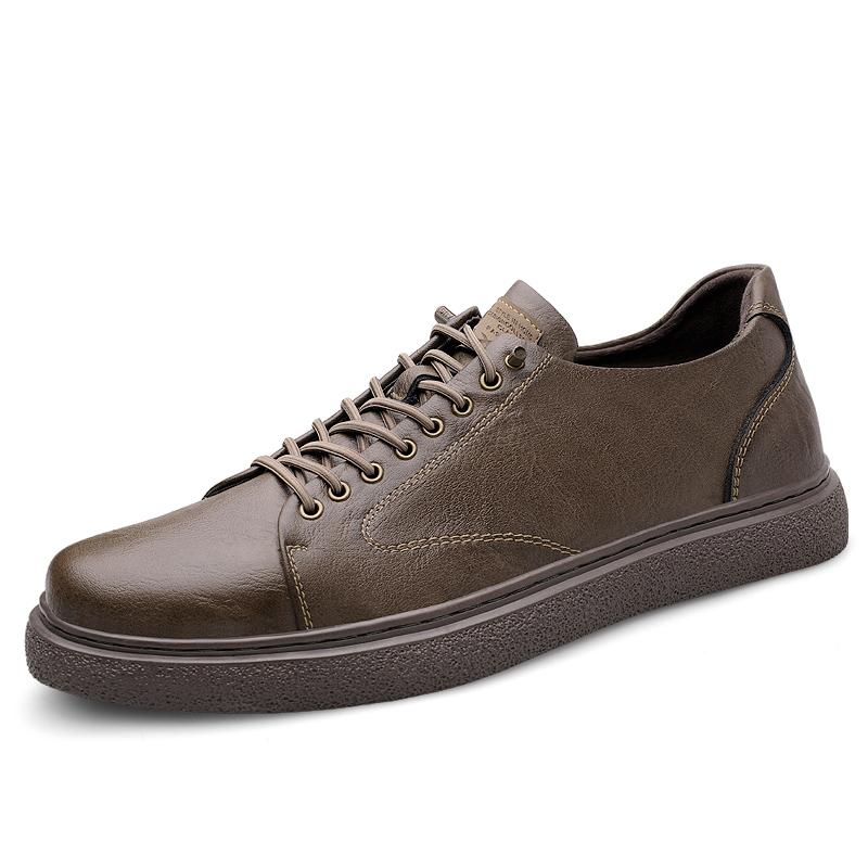 

Высококачественные фирменные мужские туфли из натуральной кожи, простые бежевые туфли-оксфорды, износостойкие подошвы, модная мужская спортивная обувь 46 хаки