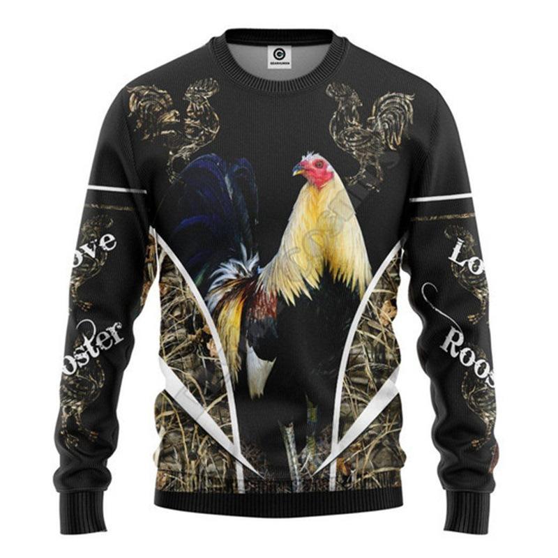 Spring 3D Digital Animal Print Long-sleeved Sweatshirt Loose Casual Round Neck Pullover Top