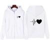 Women Heartbeat Printed Zipper Hoodie Autumn Winter Women Outdoor Sports Fashion Simple Long Sleeve Fleece Sweatshirts