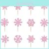 Christmas Snowflake Cake Toppers With Shining Design Paper For Holiday Party Decor