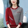 2025 New Color-blocking Round Neck Loose Slim Knitted Sweater for Women