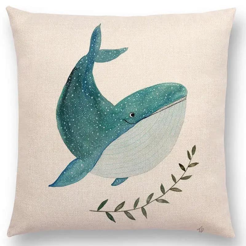Newest Fashion Nordic Style Whale Cushion Cover Ocean Whales Home Pillow Case   Pillows Covers