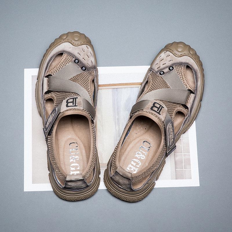 

Leather cool slippers men s 2025 summer new hole shoes outdoor water beach shoes men s casual breathable sandals men 44