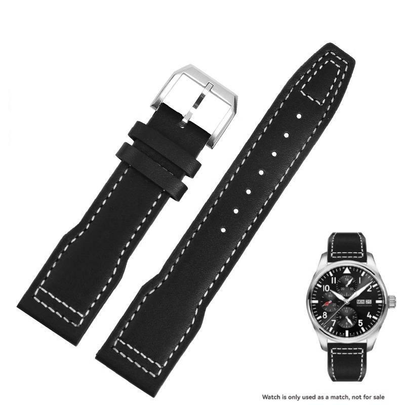 Für IWC Flieger Kleiner Prinz Mark 18 Serie Bronze Spitfire Fighter Armband 20mm 21mm Rindsleder Armband Herren Kalbsleder Armband