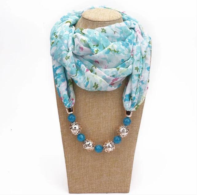 YLWHJJ Multi-style Decorative Jewelry Necklace Resin Beads Pendant Scarf Women Foulard Femme Head Scarves Hijab Scarfs
