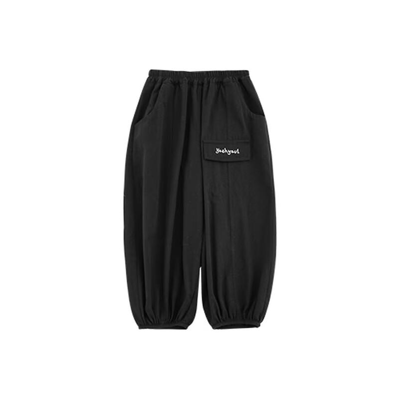Boys Summer Custom Embroidered Cropped Jogger Pants 140 чёрный