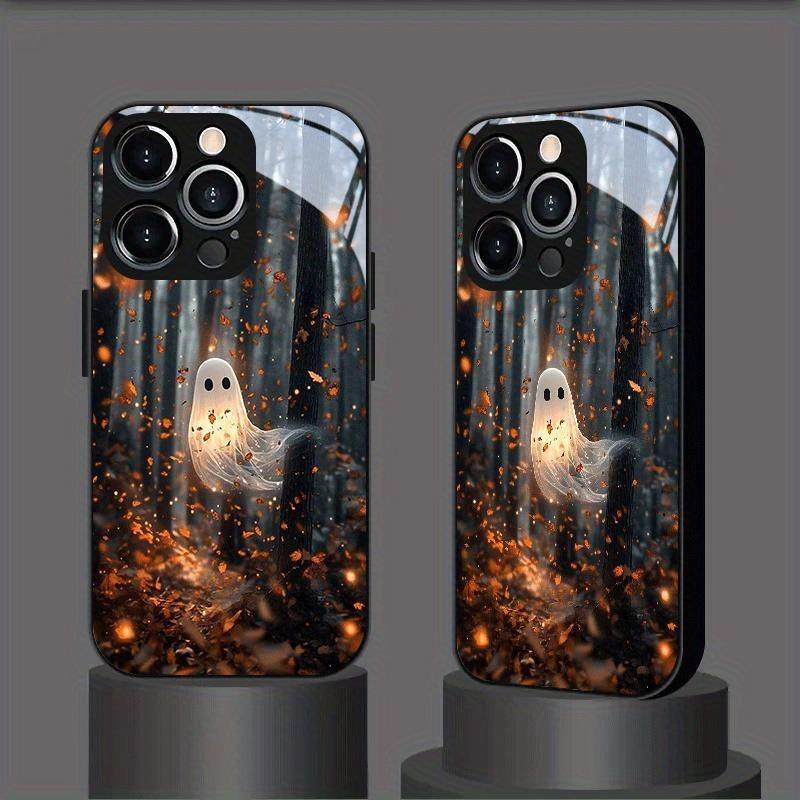Midnight Ghost Pattern Tempered Glass Phone Case For iPhone 11 12 13 14 15 16 17 18 Pro Max 17 Air 7 8 Plus XS X XR Cover