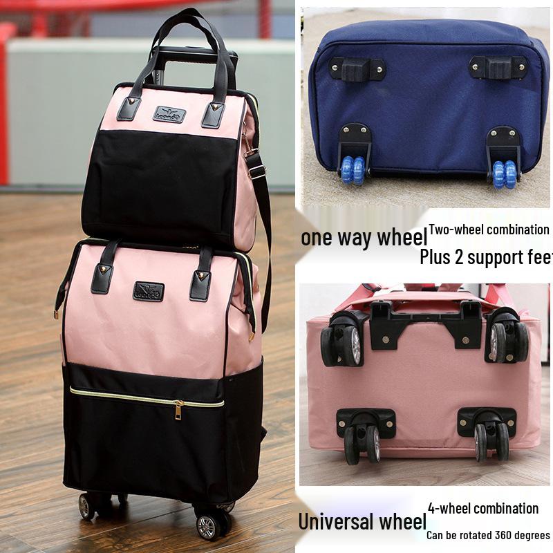 Lightweight Universal Wheeled Backpack: Large Capacity, Double Shoulder, Handheld, Travel-Friendly Luggage Bag