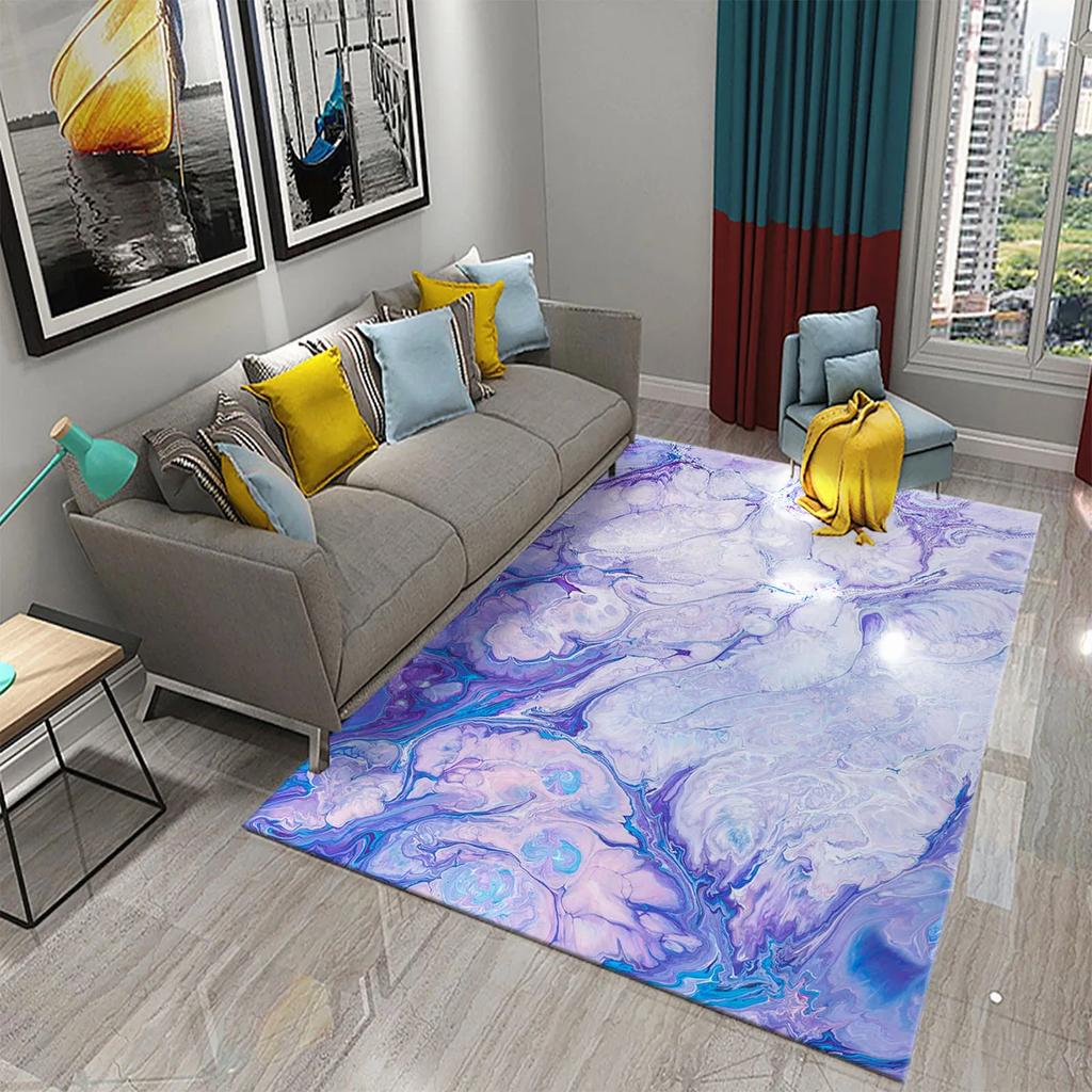 Dark Green Marbling Carpet Abstract Marble Pattern Rug Golden  Stone Texture Rectangle Area Rugs Living Room Bedroom Decor Mats