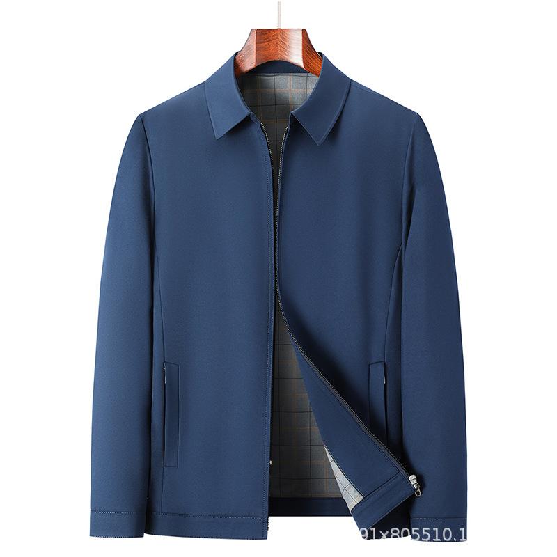 Spring and Autumn Business Casual Jacket Men's Lapel Zipper Jacket Executive Commuter Civil Service Men's Jacket