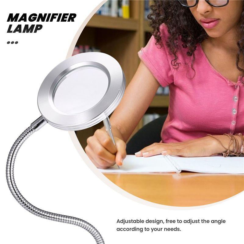AEE4-Desk Table Top 8X Magnifying Glass Beauty Nail Salon Tattoo Magnifier Lamp Light