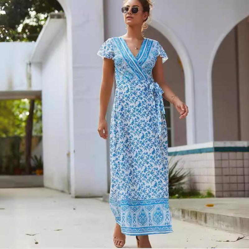 Boho potisk sexy plážové ležérní dovolenkové párty šaty potisk šaty