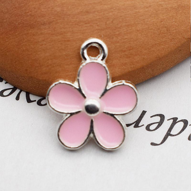 

10 шт., белый цветок с золотой рамкой, сплав, эмаль, браслеты, ожерелье, подвеска для DIY, мода silver розовый