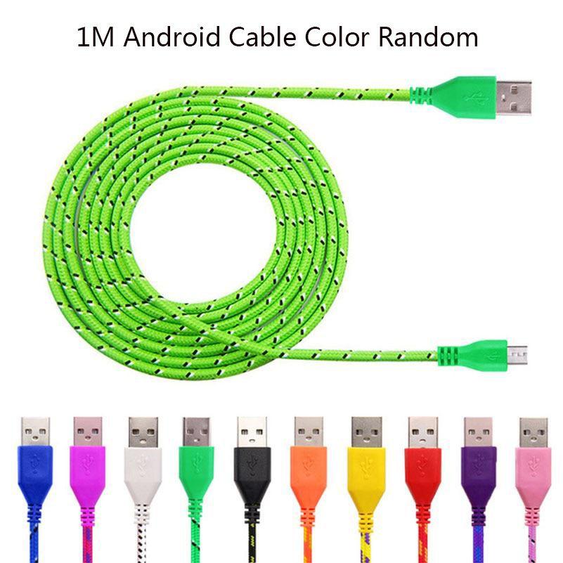 1m 3m 2m Nylon Braided Micro Usb Cable Charger For Android Iphone Phone Mobile
