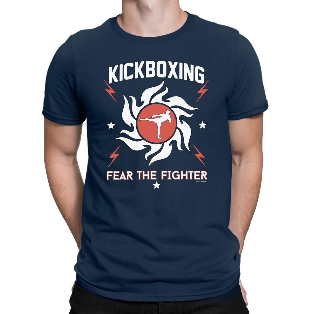 Kickboxing T-Shirt Mens  Fear The Fighter Kickboxer Martial Arts MMA Tee