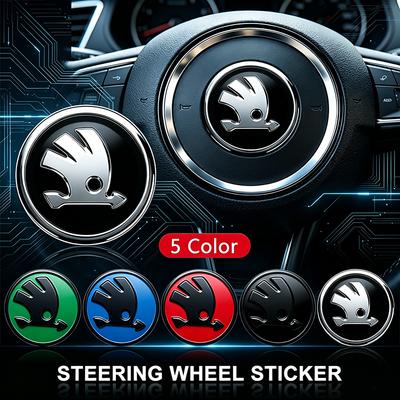 43mm Auto Stuurwiel Badge Sticker Auto Styling Auto Decoratie Sticker voor Superb Rapid Citigo Scale Fabia Octavia Karoq Kodiaq Kamiq