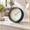 Round Analog Tabletop Clock Quiet 8Inch Desk EasytoRead Timepiece for Living Room,