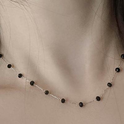 Collier Ras-de-cou Perles Coupe Acier Chirurgical Vert Noir