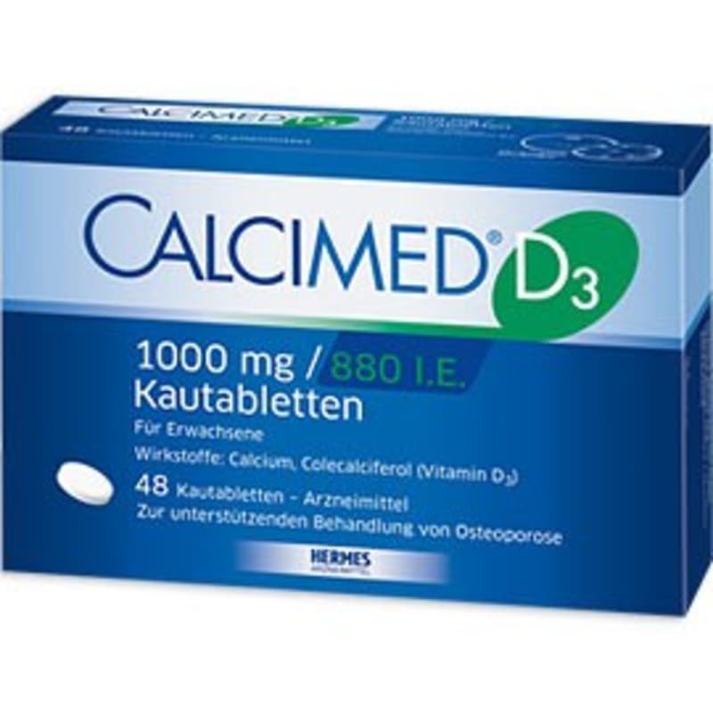 

Hairmes Calcimed D3 1000 mg/880 I.E. Chewable Tablets 48 Tablets
