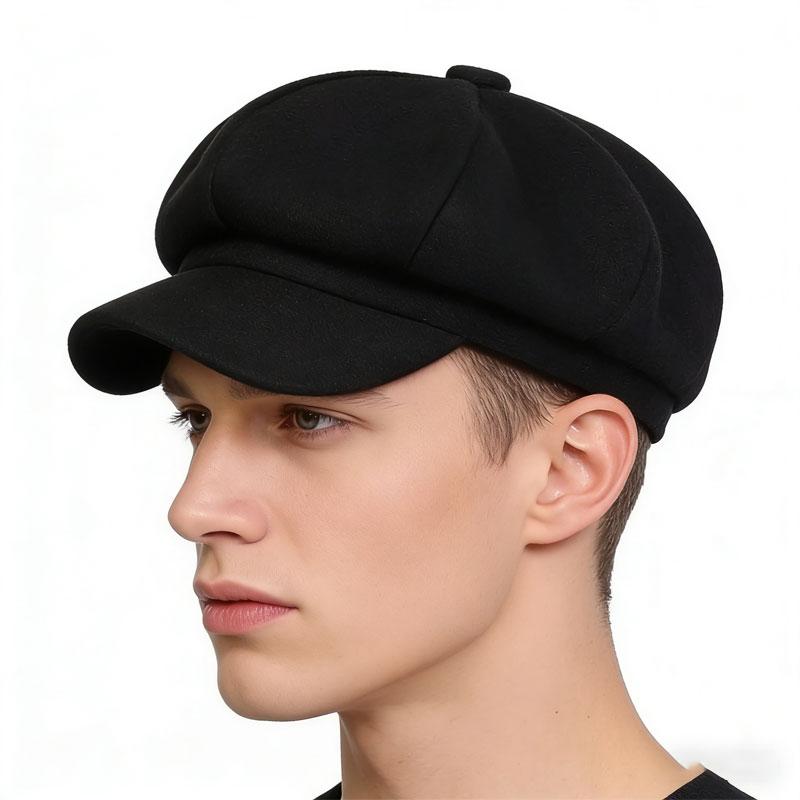 Berretto versatile in lana, cappello ottagonale, nuovo cappello alla moda vintage tinta unita