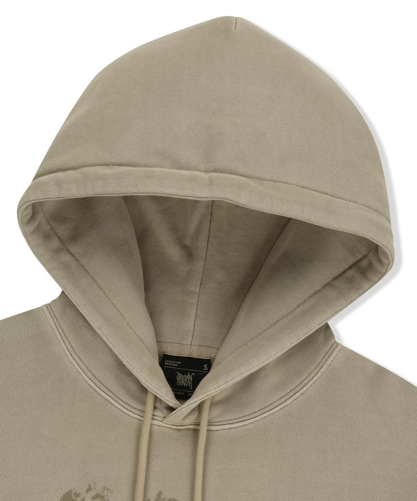 W Patch Crop Hoodie - Beige