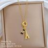 Stainless Steel Copper Micro-Inlaid Natural Stone Heart Fashion Light Luxury Elegant Electroplated Sporty Unisex Necklace