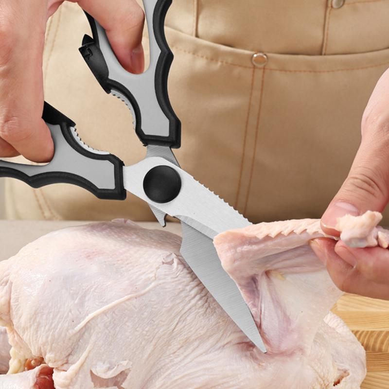 Kitchen Shears Multi-Purpose Heavy Duty Chicken Bones Shears Sharp Meat Scissors Bat-Shaped Stainless Steel Kitchen Scissors