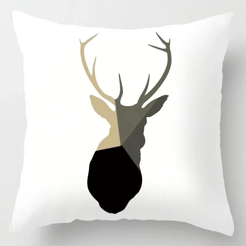 Fashionable Luxury Home Decoration Geometric Lines Abstract Style Ginkgo Leaf Print Pillow Cover Office Chair Cushion Cover