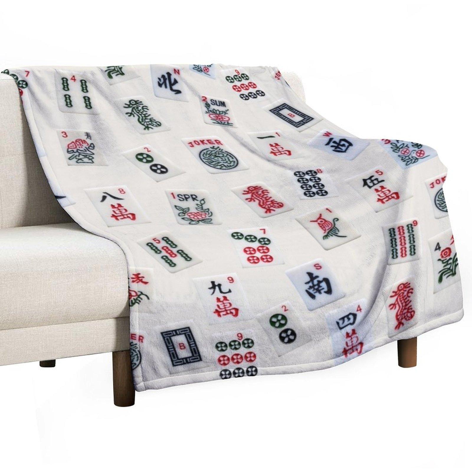 

Mahjong game tiles design Throw Blanket Decorative Sofas cosplay anime Hair blankets ands Blankets 30x40in