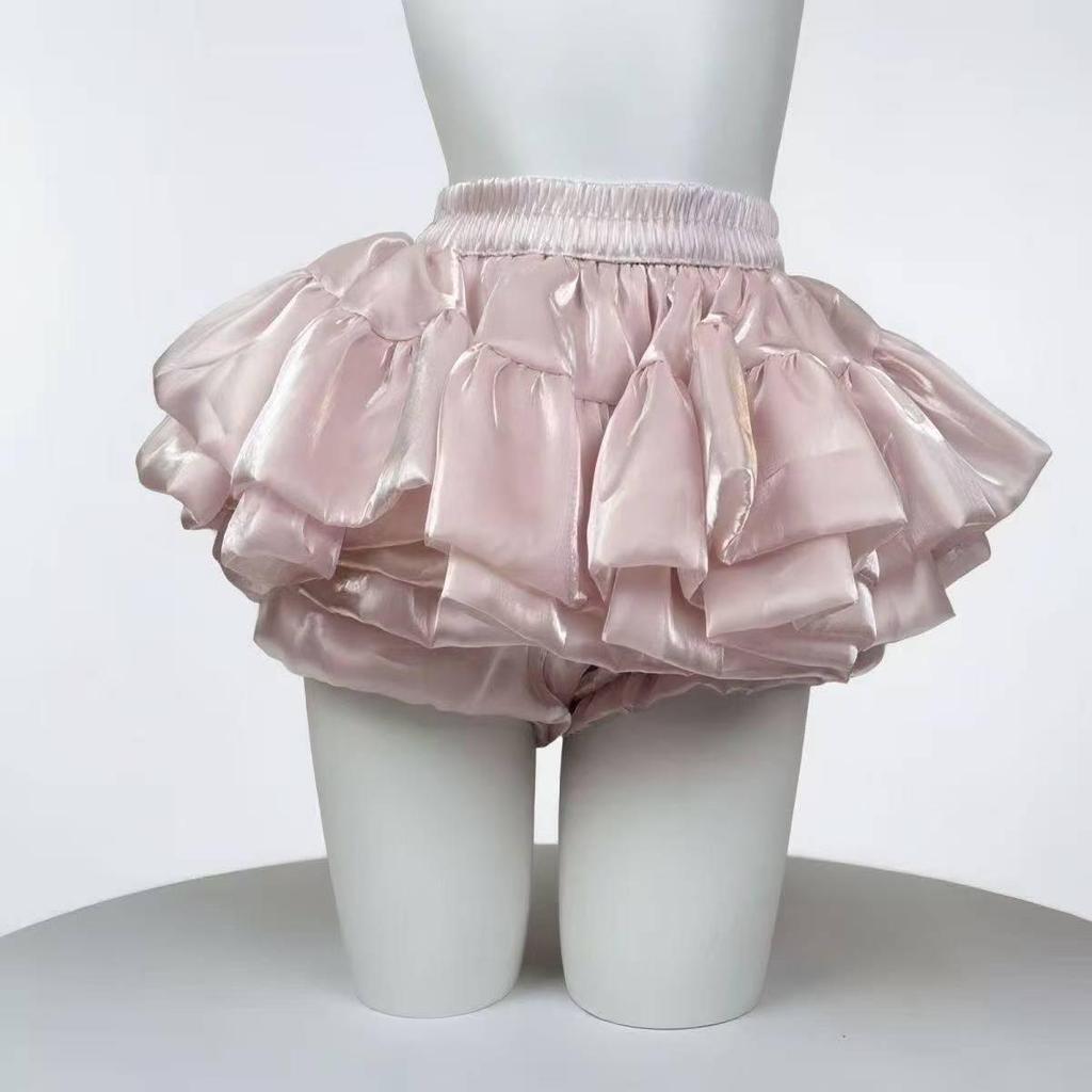 Sweet White Puffy Lace Ballet Skirt - Petite, High Waist, Elastic Waistband