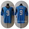 Mens Carolina Panthers 9 Young Retro Rugby Jersey Cotton T-Shirt Fan Apparel