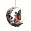 Colorful Acrylic Skull And Moon Car Hanging Ornament Perfect For Vehicle Decor