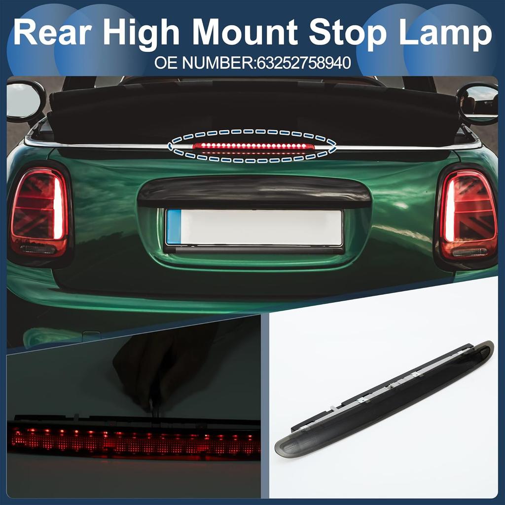 LED Third Brake Light Compatible for Mini Cooper R58 Coupe 2012-2015, Waterproof Plastic Black Housing 3rd High Mounted Stop Lamp Rear Center High