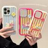 Colorful Stripes Suitable for IPhone16 Apple 15 Mobile Phone Case 14ProMax Three Dimensional Cartoon 16 Acrylic 12 Anti-fall