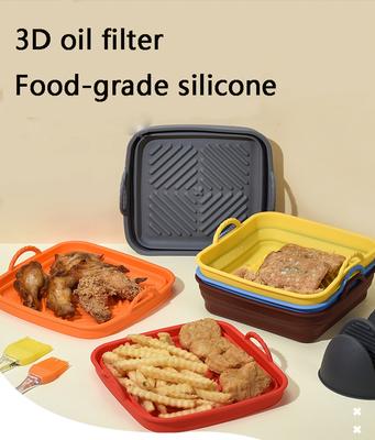 Air Fryer Silicon Basket About 20cm Round/square/rectangular Oven Baking Tray Foldable Reusable Silicone Pot Replacement Pan