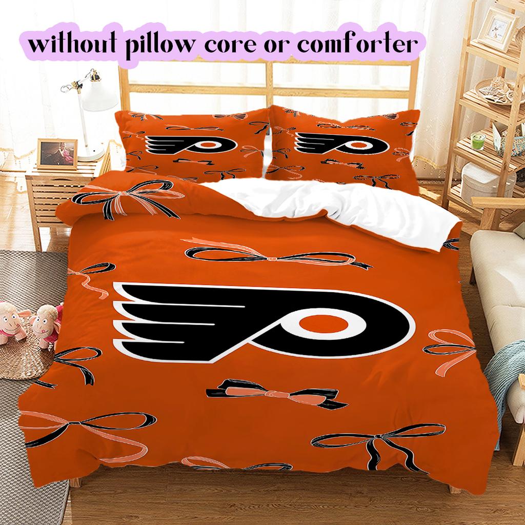 Set cu model logo hochei pe gheață cuvertură cu față de pernă Decorare casă Cadou de ziua de naștere (1*husa de pilotă+ 2*fețe de pernă, fără umplutură)