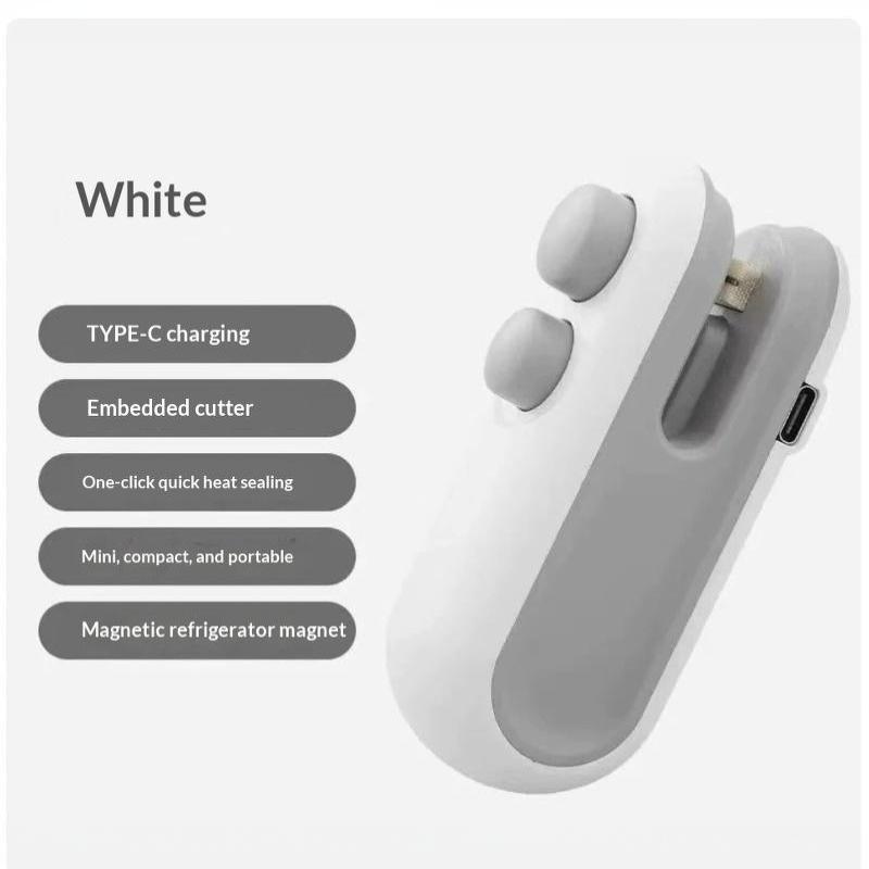Mini Portable USB-C Heat Sealer Built-in Cutter Rechargeable Food Bag Sealer for Household Snack Storage Use