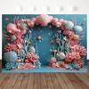 Mocsicka Princess Birthday Backdrops Photography Seabed Coral Shell Party Decors Baby Shower Girl Photo Backgrounds Cloth Banner