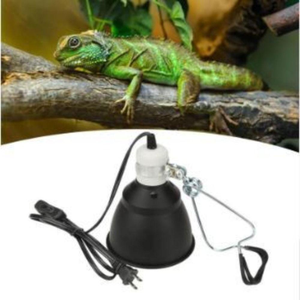 Black Reptile Heating Lamp 300W E27 110-240V Lampshade Emission Lamps With Clip Uniform Heating Pet Light Bulb Bracket