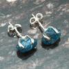 Blue Color Azurite Rough Gemstone Stud Earrings, 925 Sterling Silver, Handmade Gemstone Stud Earrings, Gift for Easter