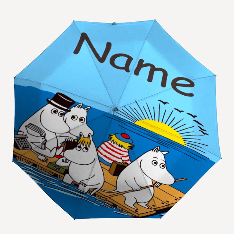 Custom Name Moomin Theme Automatic Umbrella, Lightweight & Portable, 8 Rib, Perfect for Outdoor Travel, Birthdays, Christmas, Gifts.