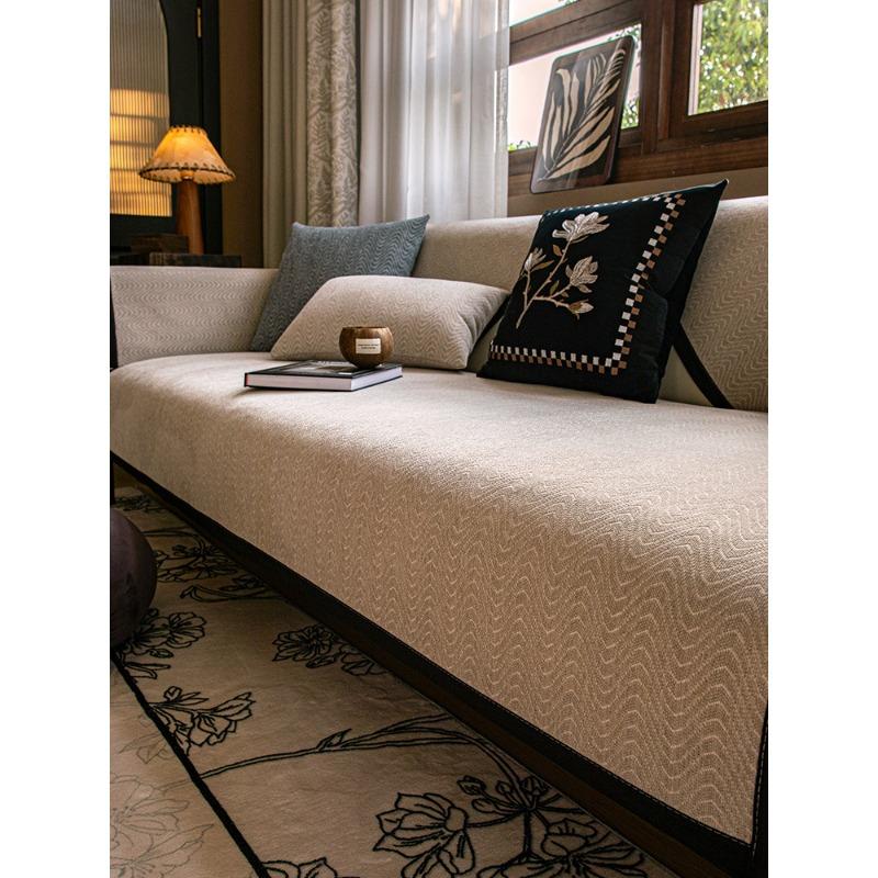 Light Luxury Sofa Cushion Four Seasons Universal Chenille Cover Cloth Black High-Grade Non-Slip Anti-Scratching Cover Blanket