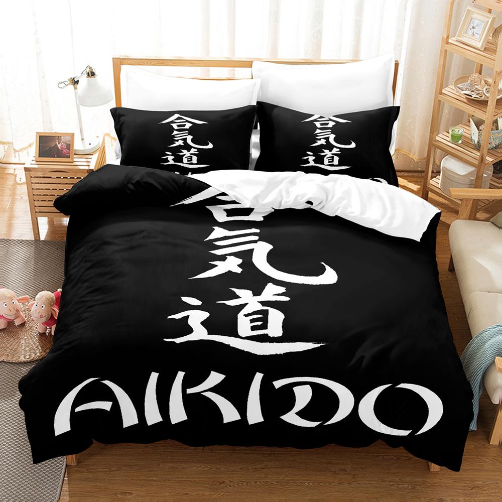 Aikido Bedding Set Japanese Martial Art Duvet Cover + 2 Pillowcases Polyester Home Textile Bedroom Decor Bed Linens