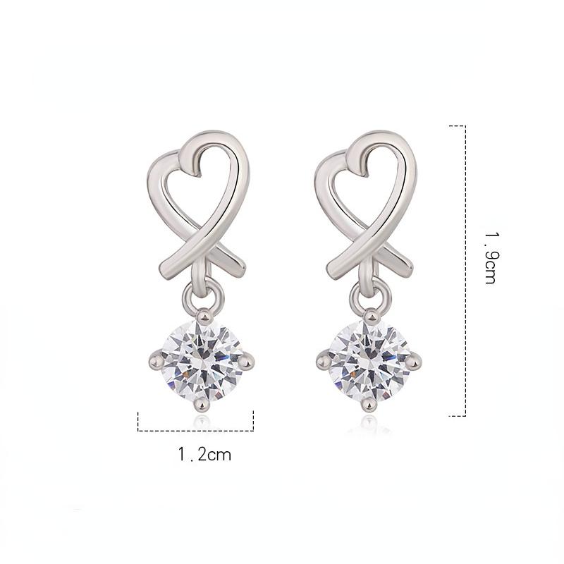 Sace Gems Heart-shaped Zircon Inlaid Long Earrings Women Earrings Personality  Simple Fashion Jewelry