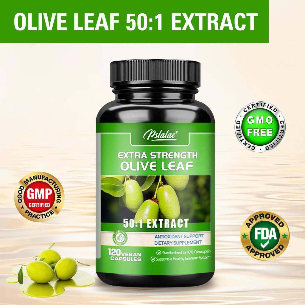 Estratto di Foglie d'Olivo Extra Forte, ogni porzione contiene 20.000 mg di oleuropeina, 40% oleuropeina, 100% Vegano.