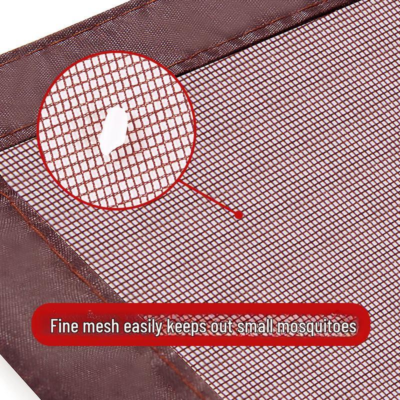 Magnetic Summer Mesh Door Curtain - Stripe Design, No-Drill, Anti-Mosquito with Fasteners