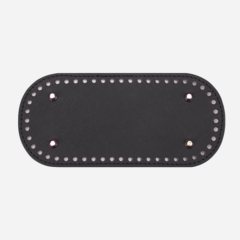 Handmade DIY Woven PU Oval Bag Bottom, 22x10cm Cross Pattern