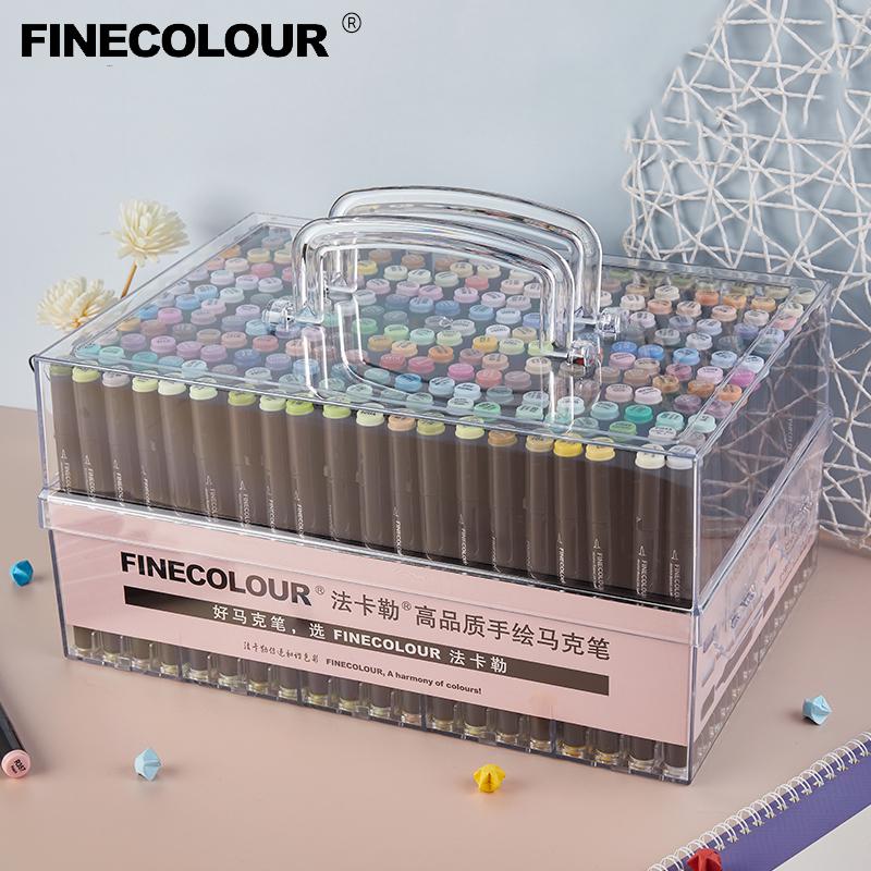 Finecolour Art Marker/Plastic Portable Hard Box Pen EF100/101/102/103 160/240/480 Colors Double-Headed Brush Alcohol Oily Marker
