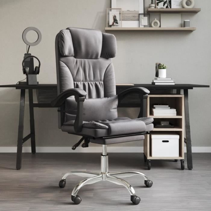 349745 vidaXL Fauteuil de massage inclinable de bureau Gris Similicuir